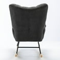 thumbnail image 5 of Glider Rocking Chair, Teddy Velvet Accent Rocker Chair with Soft Seat Cushion and Metal Base, Upholstered Wingback Living Room Chairs for Reading Room, Bedroom, Office, Dark Gray, 5 of 8