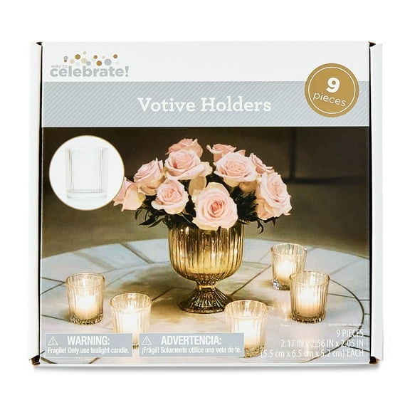 Glass Votive Holders, Set of 9, by Way To Celebrate
