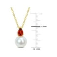 thumbnail image 2 of 8.5-9mm Freshwater Cultured Drop Pearl Pendant Necklace with Garnet Yellow Sterling Silver with Chain for Women, 2 of 6