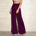 thumbnail image 5 of QATAINLAV Women's High Waist Wide Leg Sequin Pants Fashion Sparkle Glitter Palazzo Trousers Carnival Outfits Purple, 5 of 10