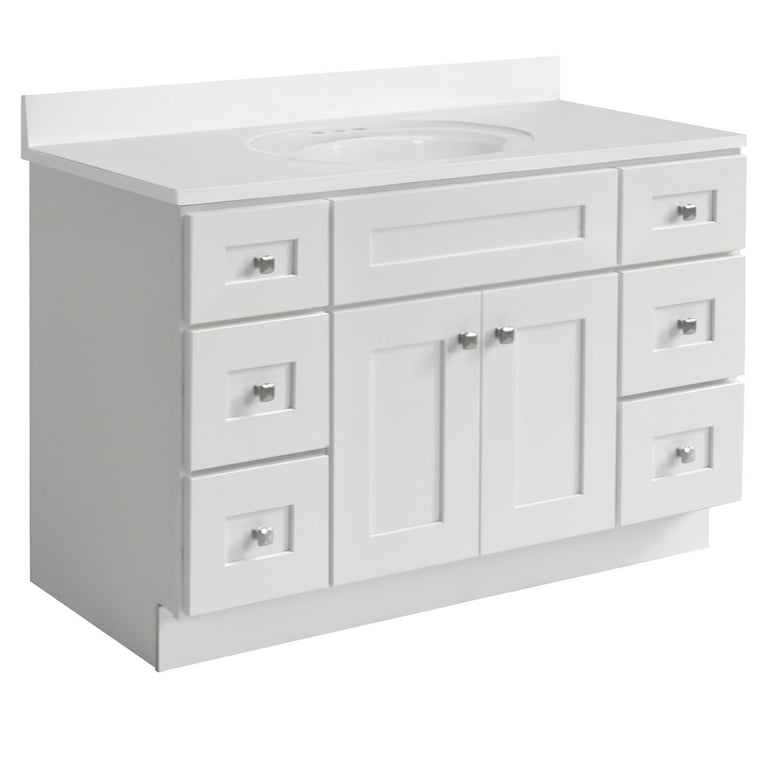 Design House 599001 Wht Brookings 48x21 Modern Unassembled 2 Door 6 Drawer Shaker Bathroom Vanity Cabinet Only White Com