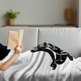 thumbnail image 3 of Yoga Soft Flannel Fleece Throw Blanket, Dark Silhouette Words About Time and Soul Inspiration Happiness Practice, Cozy Plush for Indoor and Outdoor Use, 50" x 70", Black and White, by Ambesonne, 3 of 5