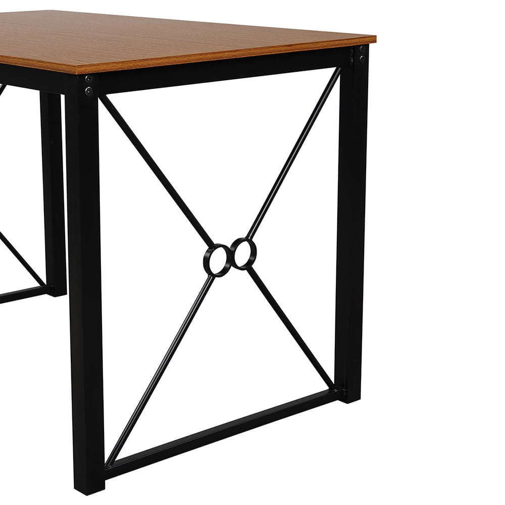 Kepooman 3 Pieces Metal Modern Dining Table Set with 2 Benches, Black