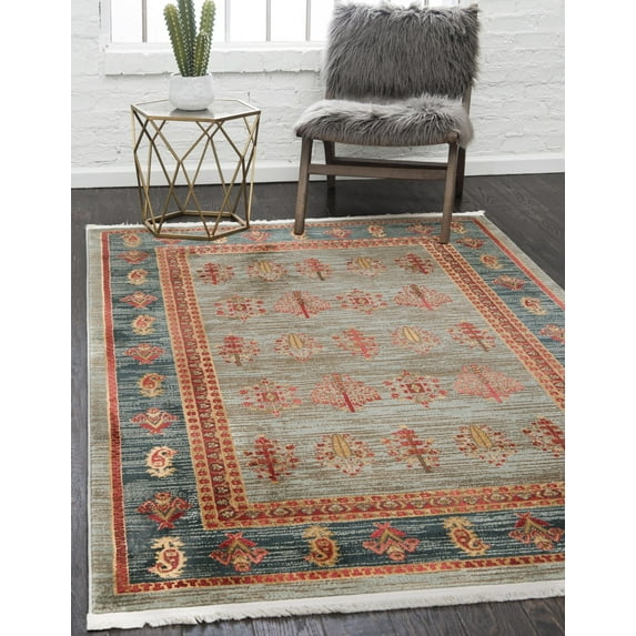 Rugs.com Kashkuli Gabbeh Collection Rug – 10' 6 x 16' 5 Light Blue Medium Rug Perfect For Living Rooms, Kitchens, Entryways
