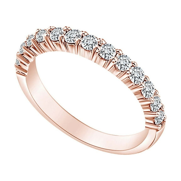 AFFY 0.50 Carat Round Shape White Natural Diamond Beautiful Stylish Engagement Ring 14K Solid Rose Gold Ring Size-5