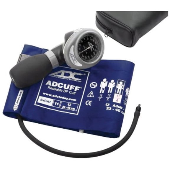 ADC Diagnostix 703 Professional Palm Style Aneroid Sphygmomanometer with Adcuff Nylon Blood Pressure Cuff, Adult, Royal Blue