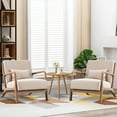 thumbnail image 5 of Bonzy Home Solid Wood Armchair, Mid-Century Accent Chair Set of 2 Living Room, Beige, 5 of 6