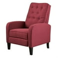 thumbnail image 3 of Push Back Recliner Chair, Birch Wood Legs, Red Button Tufted Polyester, 3 of 6