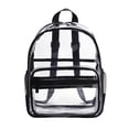 thumbnail image 1 of Trendy Dual-Color Transparent PVC Backpack for Men & Women - Waterproof, Spacious Storage for Cosmetics/Travel Essentials, Lightweight & Compact Design, Ideal for Students/Travelers, In-Stock Black, 1 of 6