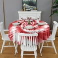 thumbnail image 2 of Red White Tie Dye Spiral Pattern Round Tablecloth 60"x60",Wrinkle Wipeable Table Cloth for Kitchen Dining Room Picnic Patio Party, 2 of 6