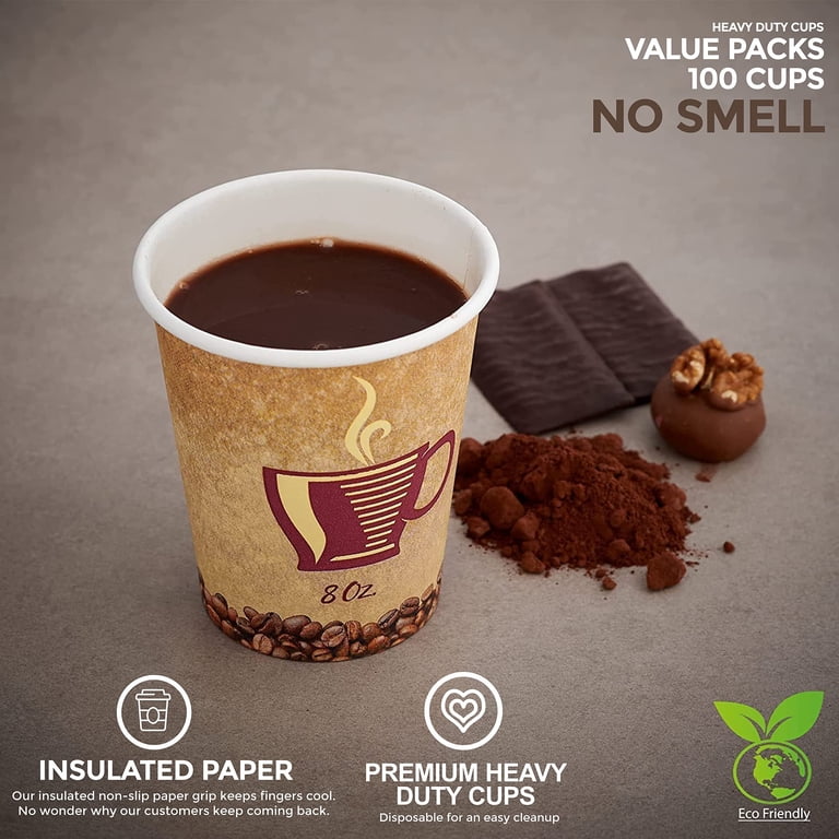 MaxxCore Disposable Coffee Cups, 10 oz, 100 Pack, Insulated Paper Cups for  Hot and Cold Drinks - Walmart.com