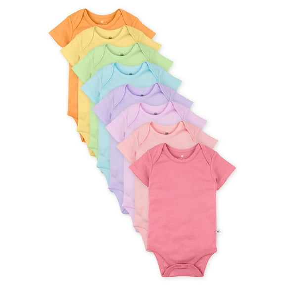 Honest Baby Clothing Baby Boy or Girl Gender Neutral Organic Cotton Short Sleeve Bodysuits, 8 Pack (Newborn-24 Months)