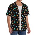 thumbnail image 2 of Balery Solar System Planets Space Camisa Casual de Manga Corta con Botones para Hombre, Texturizada, Estilo Cubano, para Playa, Verano-Large, 2 of 5