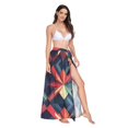 thumbnail image 2 of FORMRS Womens Long Sarong Beach Wrap Semi-Sheer Bikini Skirt Bathing Swimsuit Cover Up, Red Abstract, 2 of 7