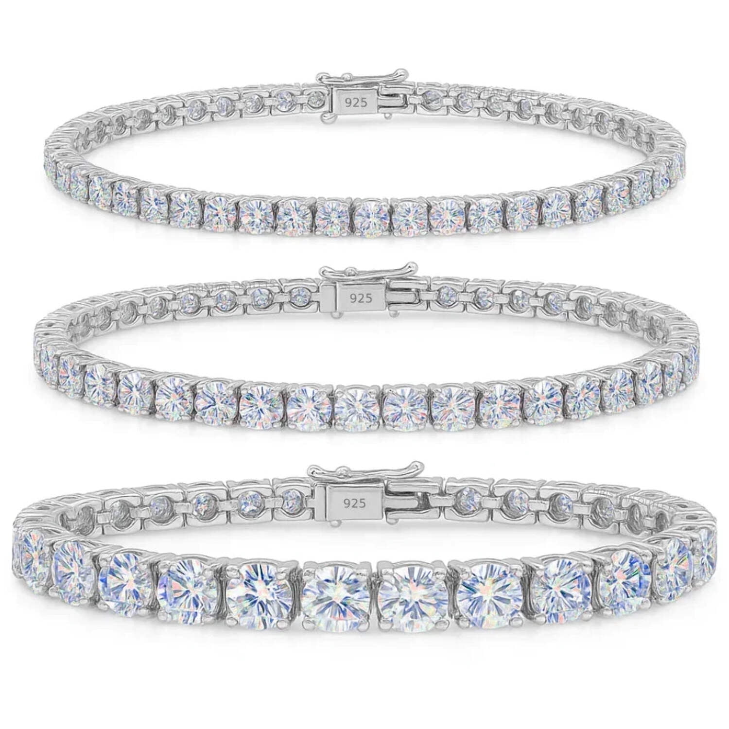 Pulseras de Tenis de Plata de Ley 925 con Moissanita y Certificado GRA Para Hombre y Mujer