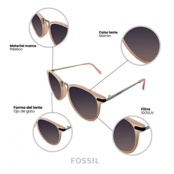 Lentes de Sol FOSSIL Mujer X82504 Outlook Marco de Plastico Rosado con Filtro 100 UV Bodega Aurrera en linea