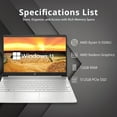 thumbnail image 3 of HP 15.6" FHD Laptop, AMD Ryzen 5-5500U Processor, 12GB RAM, 512GB PCIe SSD, AMD Radeon Graphics, HD Webcam, Wi-fi, Bluetooth, Win 11, Silver, 32GB Hotface USB Card, 3 of 9