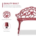 thumbnail image 4 of Tcbosik 38.5-Inch Outdoor Bench, Cast Aluminum Outdoor Furniture, Metal Bench with Floral Rose Accent & Antique Finish, Red, 4 of 9