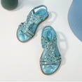 thumbnail image 5 of Celivon Kids Girl Sandals Rhinestone Slingback Sandals Sandals Elastic Ankle Strap Casual Bohemian Beach Shoes For Tween 9-9.5 Years, 5 of 9