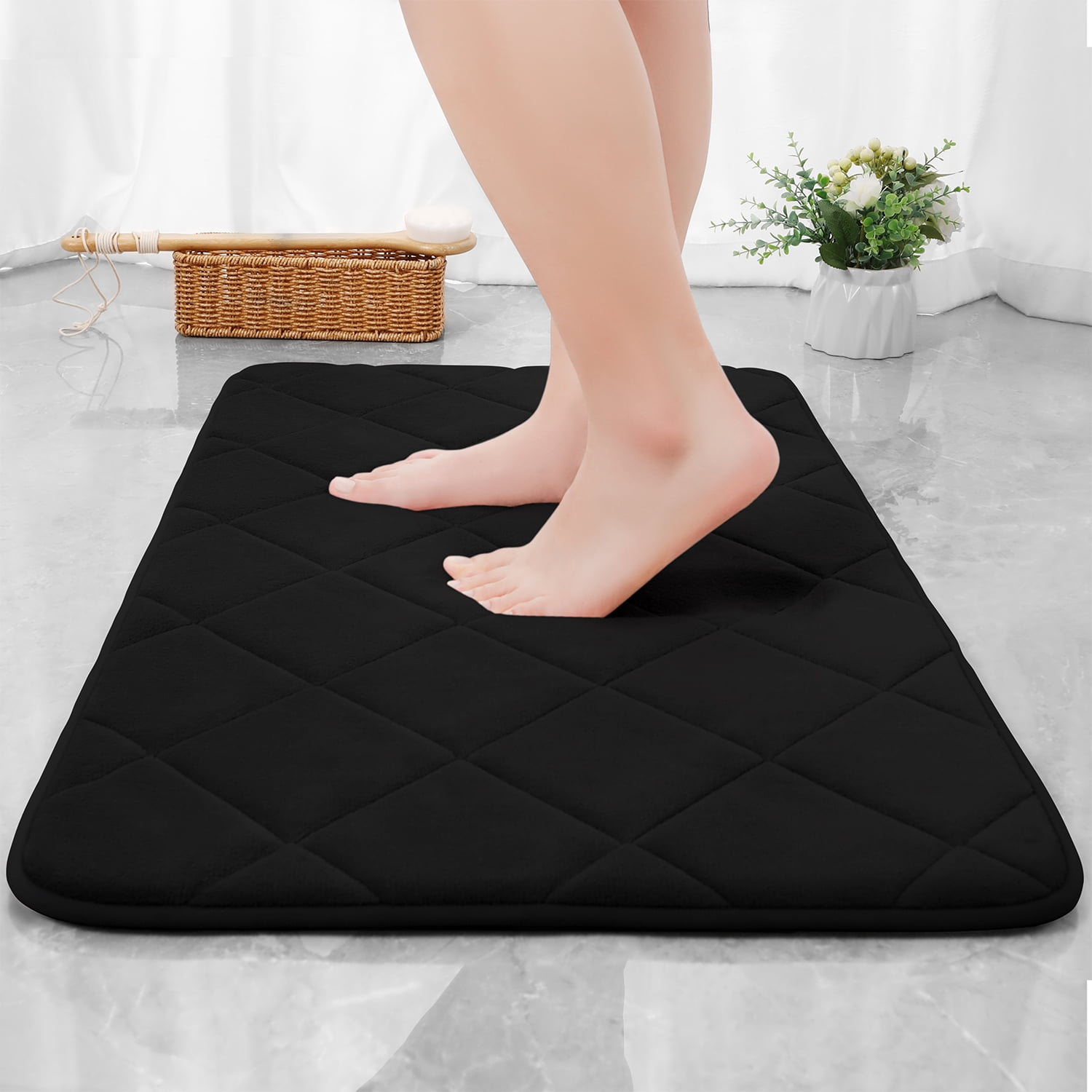 ChakmeOne Memory Foam Bath Mat, Bath Mats for Bathroom Floor - Set of 5 Super Soft Absorbent Non Slip Bathroom Rug Set for Tub and Shower, Home Decor Accessories
