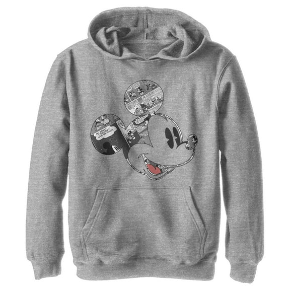 Boy's Mickey & Friends Mickey Mouse Comic Book Pull Over Hoodie Athletic Heather Small