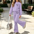 thumbnail image 6 of Cethrio Girls Fashion Outfit Sets, 2 Piece Micro‑fleece Lined Outdoor Long Sleeve Girls' Clothing Sets Purple Size 7-8 T, 6 of 9