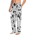 thumbnail image 4 of Men's Pajama Pants with Pockets Sleepwear Lounge Pants Stretch Casual Black White Dog, 4 of 6