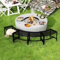 thumbnail image 4 of Metal Curved Fire Pit Bench Set of 4, Outdoor Fire Pit Seating, Steel Backless Outside Bench for Garden, Patio, Porch, Backyard, Plant Stand, Heavy Duty Plant Holder, Style 1, Black, 4 of 8