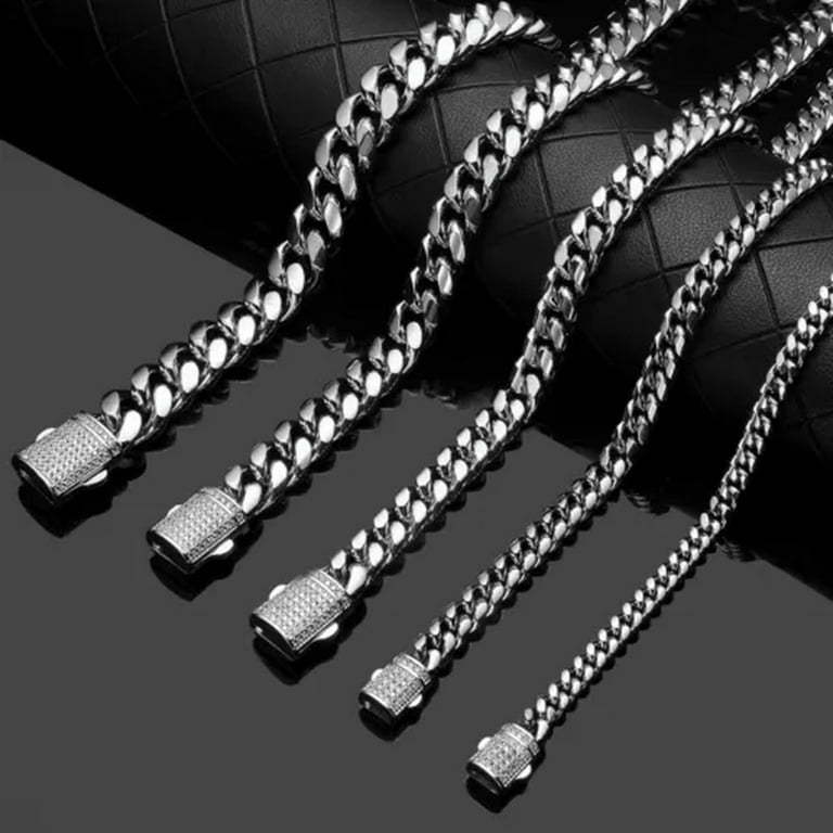 【21cm】【10mm】【18K刻印あり】【Miami Cuban】ブレスレット Mens Miami Cuban Link Bracelet Solid 925 St Sterling Silver
