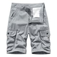 thumbnail image 2 of Conairie Cargo Shorts for Mens Vintage Elastic Waist Twill Work Shorts Lightweight Washed Military Shorts No Belt Grey 31, 2 of 3