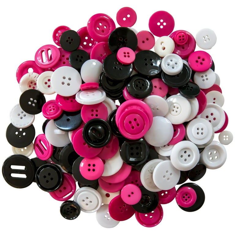 Favorite Findings Black White & Pink Button Jar Mix - Each
