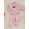 thumbnail image 3 of Bslissey Valentine's Day Toddler Baby Boys Girls 2Pcs Outfits Long Sleeve Shamrock/Heart Embroidery Sweatshirt + Pants 6M 9M 12M 18M 24M 3T Infant Casual Long Pants Set, 3 of 9