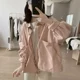 thumbnail image 5 of Chaquetas sólidas para mujer, ropa de trabajo informal de estilo coreano, prendas de abrigo, cárdigans holgados de cuello alto, abrigos vintage de manga larga, blusas para mujer, 5 of 5