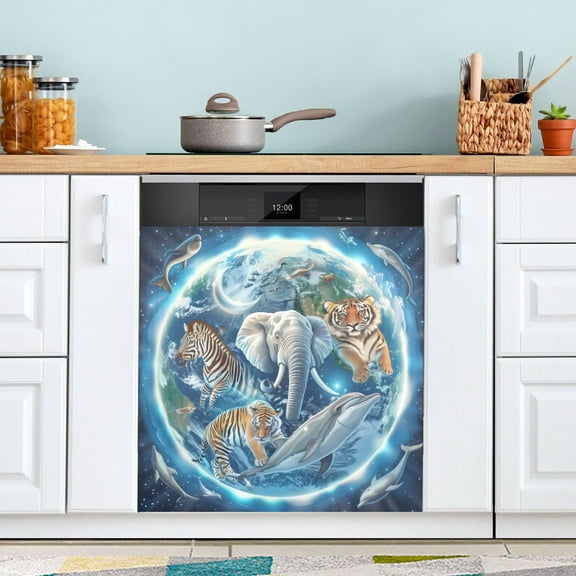 Dishwasher Magnet Cover Magnetic Fridge Door Cover Home Kitchen Decor Elephant Zebra Tiger Bear Dolphin 23"x 26"
