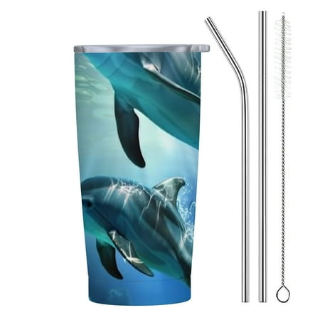 

Autua Dolphins Ocean Underwater 20oz Car Tumbler with Straw 304 Stainless Steel Lady Gifts Thermal Insulation and Cold Preservation 20oz