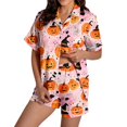 thumbnail image 2 of Summer Sales Womens Pajama Sets Satin Funny Pumpkin Print Fall Matching Loungewear Halloween Pajama Sets for Women 2 Piece, 2 of 7