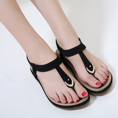 

Dpityserensio Summer Sandals for Women Flat Slip On Sandals Roman Shoes Open Toe Casual Sandals Summer Women Sandals Clearance Black 8(40)