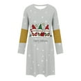 thumbnail image 5 of FDGIU Women's Christmas Sleep Dress, Long Sleeve Comfy Soft Nightie, Round Neck Tshirt Dress Casual House Dress, 5 of 6