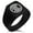 Black, variant on Stainless Steel Three-Tiered Pine Kamon Crest Needle Stripe Pattern Biker Style Polished Ring