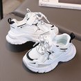 thumbnail image 5 of CAUYDY Toddler Boys Black Lace Up Sneakers Breathable Mesh Athletic Running Shoes Non Slip Lightweight Sport Shoes for Kids Outdoor Play(L101-White,8.5), 5 of 8