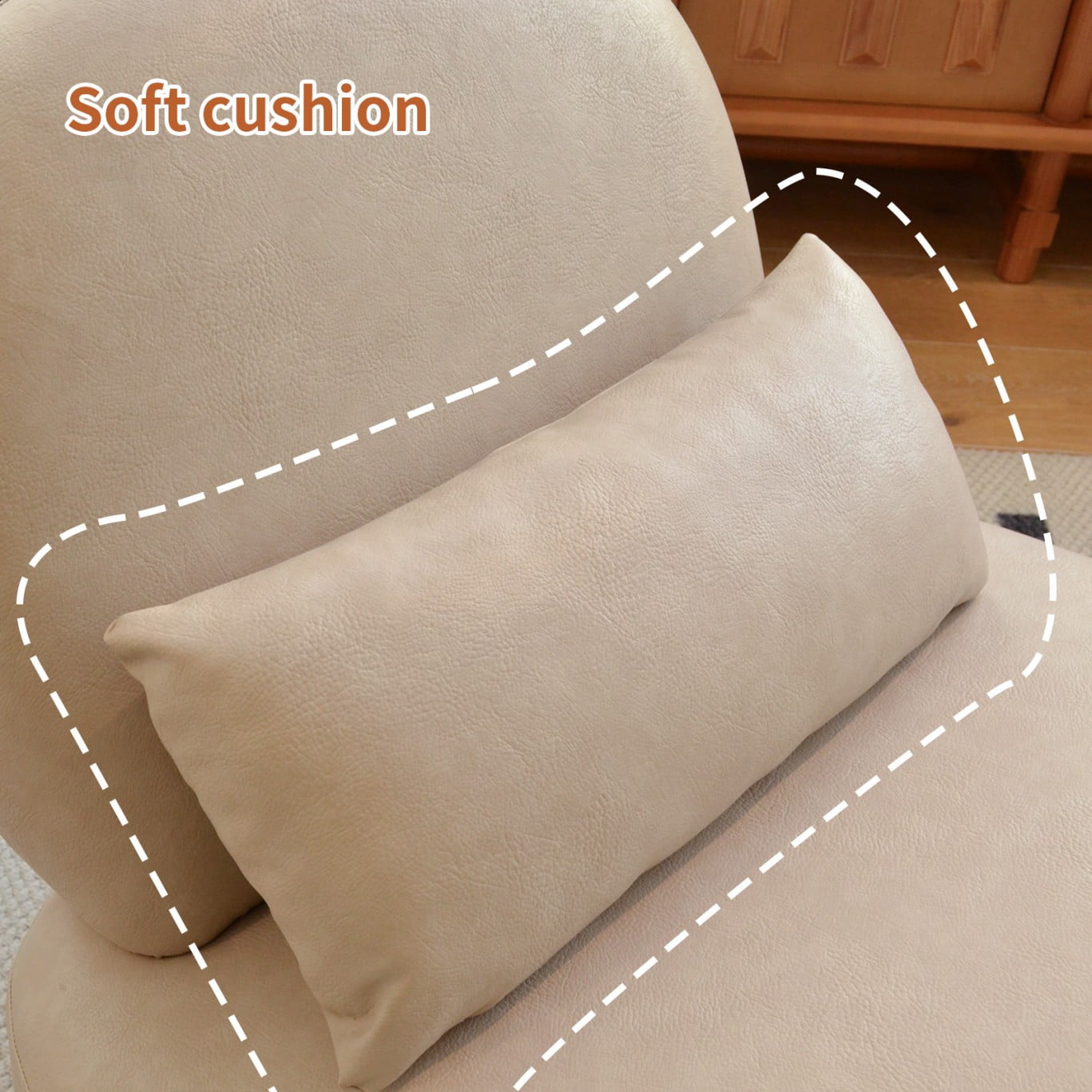 Cute Accent Chair with Solid Wood Legs, Upholstered Armless Reading Chair, Soft Velvet Lounge Chair for Living Room, Bedroom, Apartment, Balcony & Waiting Room, Cream