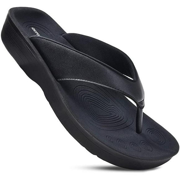 Aerothotic L0313-B-6 Womens Comfortable Orthotic Flip-Flops Sandal, Pearly Black - Size 6