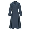 thumbnail image 4 of Taylonsss Women's Fashion Turndown Collar V-Neck Long Sleeve Slim Fit Solid Evening Gown Dress with Pocket for Casual Party Wedding Spring Occasions, 4 of 6