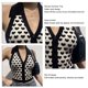 thumbnail image 3 of Top de verano para mujer, camiseta sin mangas con cuello Halter de punto con estampado de corazón y una hilera de botones, camiseta sin mangas con cuello vuelto para mujer, 3 of 4