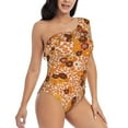 thumbnail image 3 of Gaeub Hippie Ditsy Floral Women's One Shoulder Ruffle Tummy Control Swimwear for Swimming Surfing Beach Party - XX-Large, 3 of 8