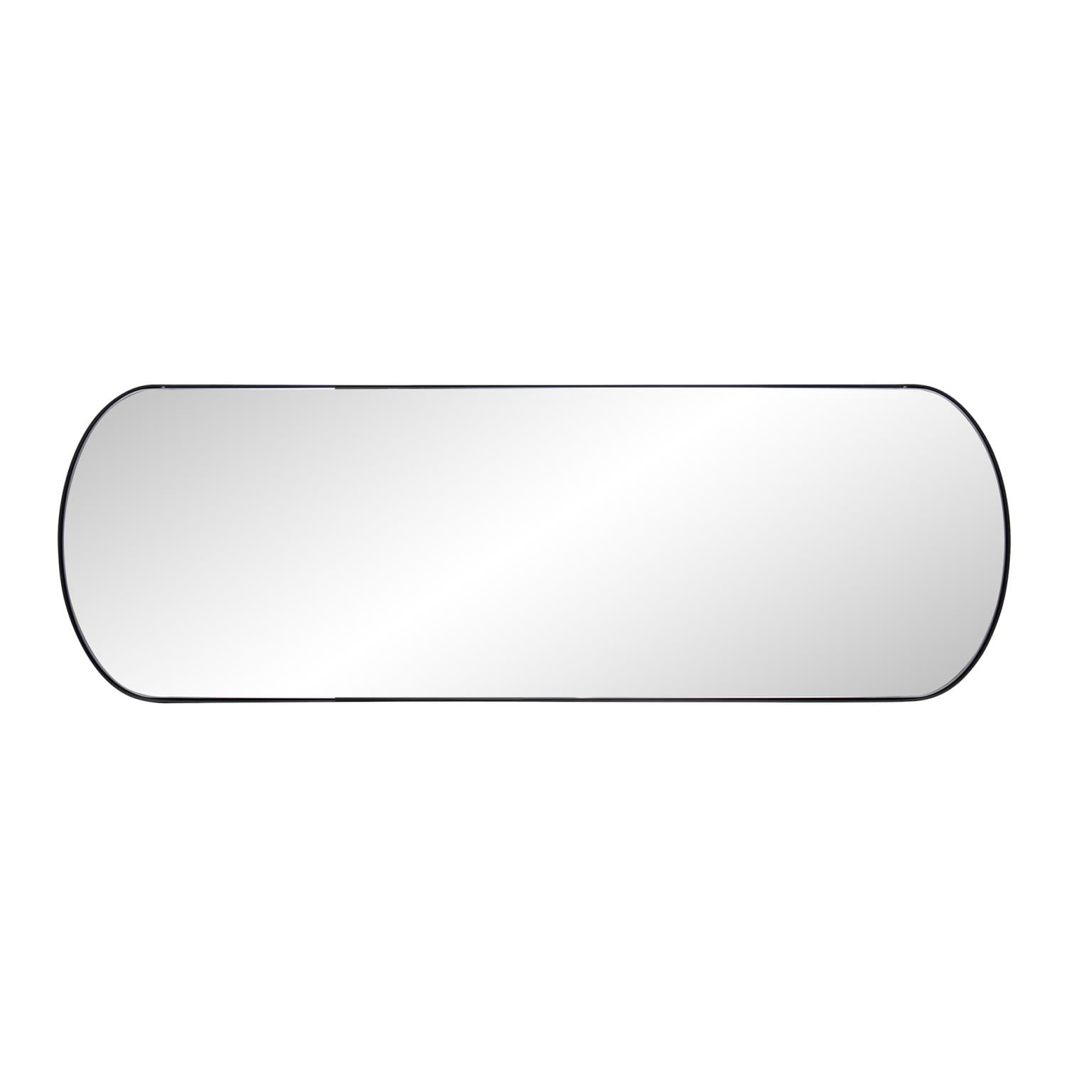 Tyler Dillon Brushed Black Stainless Steel Framed Capsule Mirror - 42"H x 14"W
