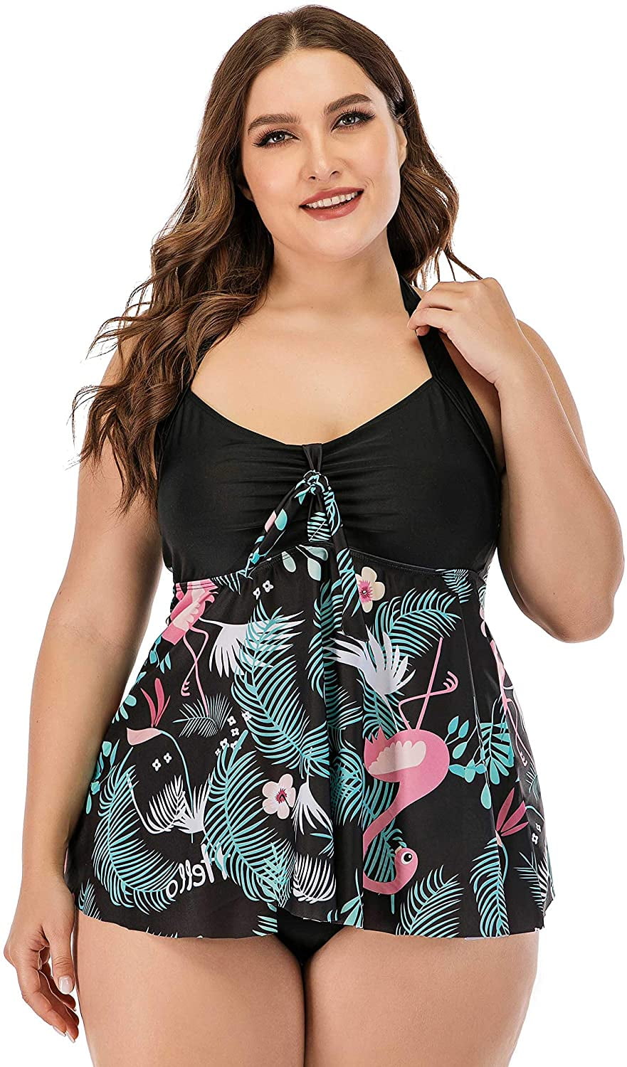 Plus Size Swimsuit for Women Two Piece Tankini Bathing Suit Swimwear ...