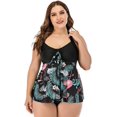 thumbnail image 1 of Maillot de Bain Tankini Grande Taille Tropical Flamant Rose, 1 of 7