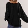thumbnail image 3 of HOMOY Womens Oversized Sweatshirts Casual Long Sleeve T Shirts V Neck Jumper Top Irregular Hem Loose Fit Blouse Soft Comfortable Pullover Tunic Tops Teen Girl Outfits Black XXL, 3 of 7