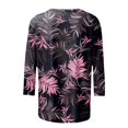 thumbnail image 4 of BDPORKAS Women's Summer Tops 2025 Trendy 3/4 Sleeve Oversized Tshirts Floral Print Graphic Tees Dressy Casual Crew Neck Blouse Elbow Sleeve Tunics or Tops To Wear with Leggings, 4 of 4